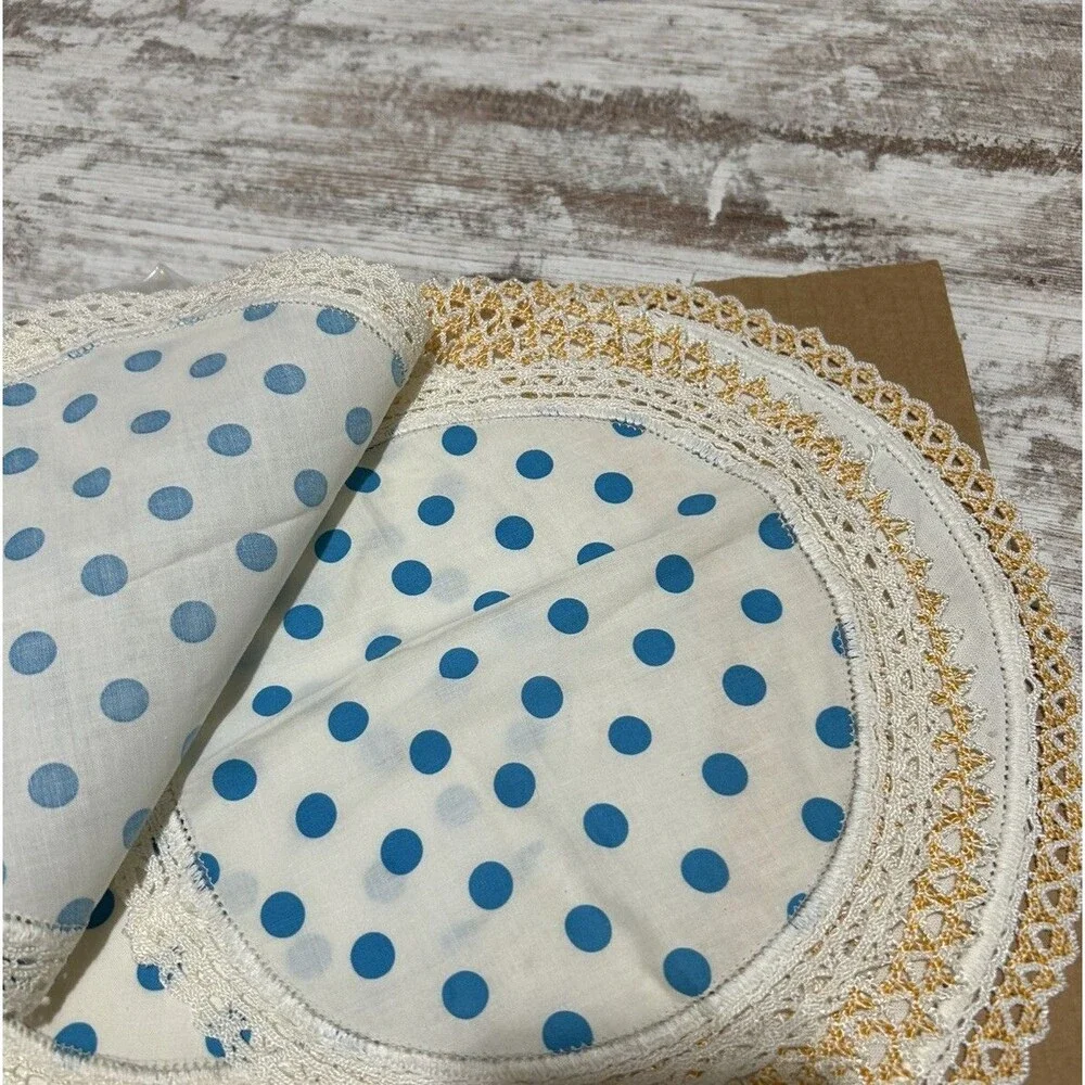 Vintage Doilies Lot Of 9 Mid Century Crochet Lace Round Some Polka Dot MCM
